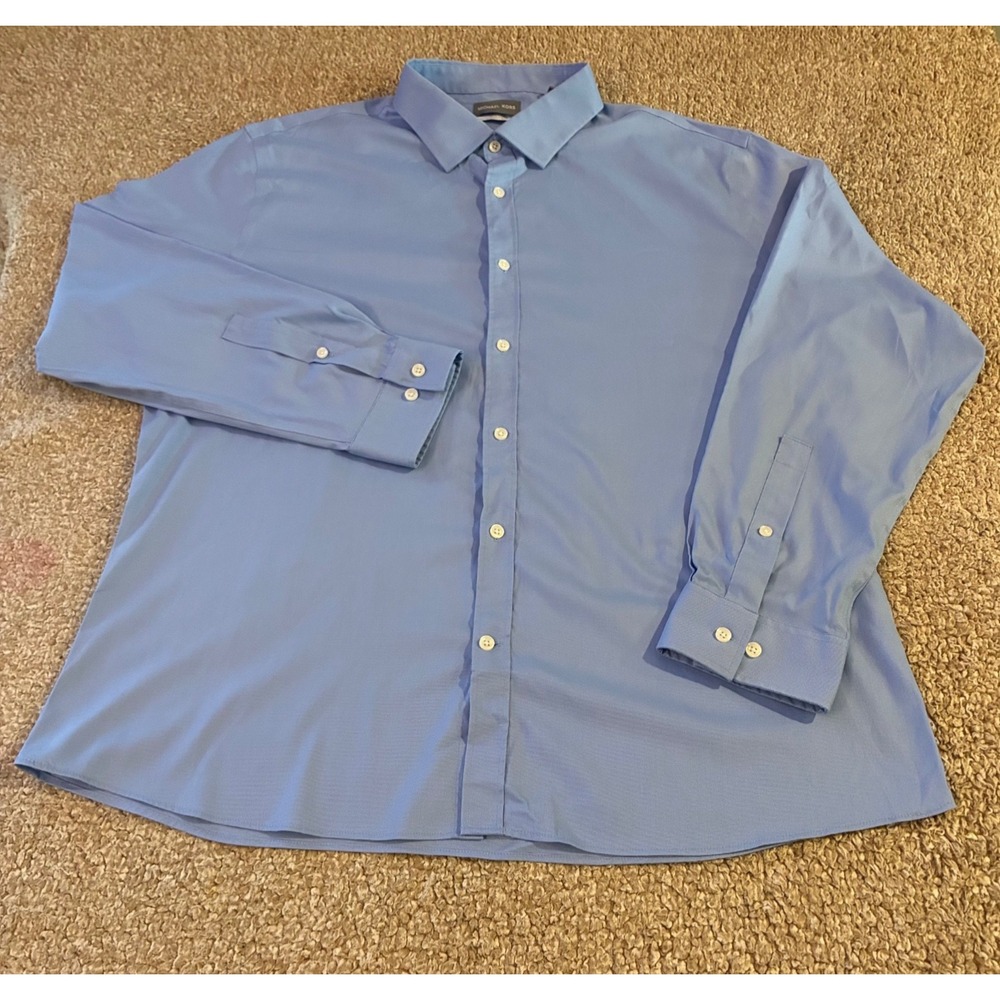 Michael Kors Airsoft Eco Dress Shirt Blue Slim Fit Men's 2XL 18-18.5
